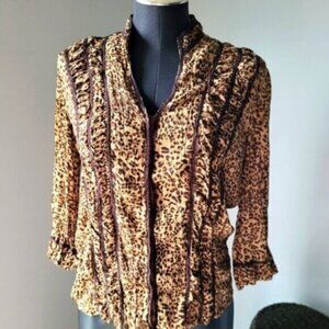 Retro Agora Animal Print Blouse Sz M